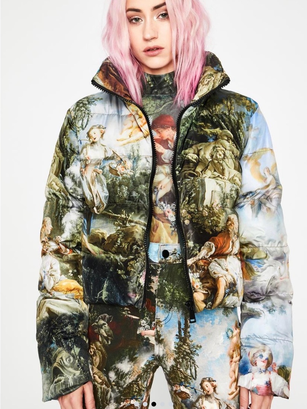 Printed Puffer Jacket in Multi-Color